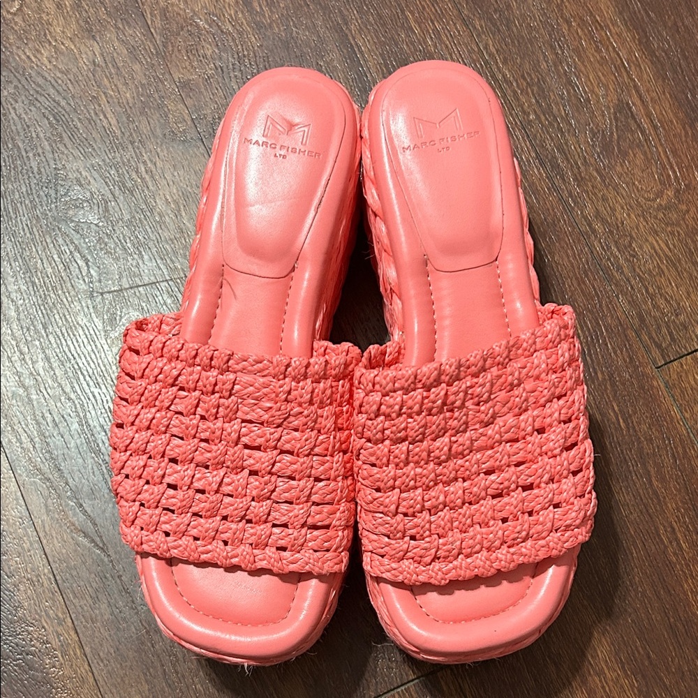 Marc Fisher Pink Woven Slide Sandals